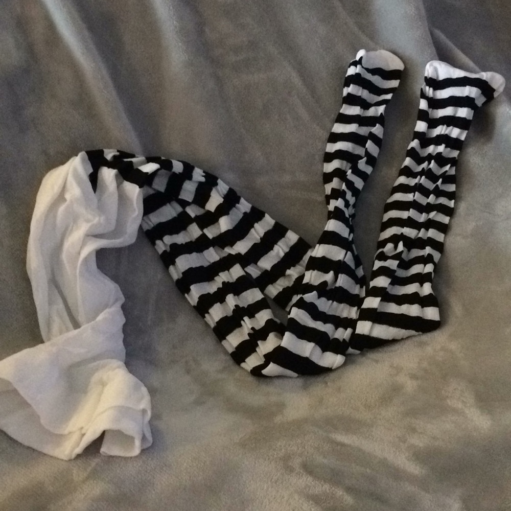 Black & white striped tights